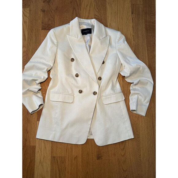 Banana Republic Cream Peak Lapel Double-Breasted Blazer Size 6 – Tailored Struct - Picture 2 of 9